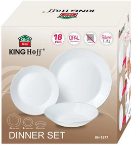 Set farfurii 18 piese alb cu detalii argintii Kinghoff KH1877