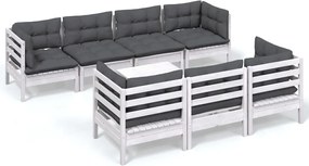 vidaXL Set mobilier de grădină cu perne, 8 piese, lemn masiv de pin