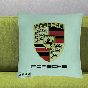 Perna Personalizata Porsche Stuttgart, 40x40 cm, Verde Menta, Husa Detasabila, Perna Inclusa, BEKZ®