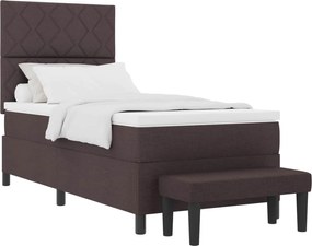 vidaXL Pat cu arcuri cu saltea Maro închis 100 x 200 cm țesătură