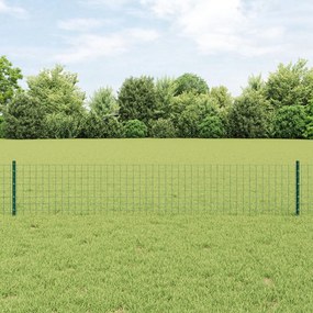 vidaXL Gard Euro cu 5 Stâlpi U Verde 0.4x10 m Oțel