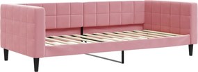 vidaXL Pat de zi, roz, 90x200 cm, catifea