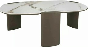 Măsuță cafea ADORO B, alb lucios/cupru, ceramică/metal/MDF, 105x65x38