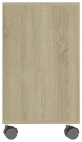 Masa laterala, alb si stejar sonoma, 70x35x55 cm, lemn compozit 1, alb si stejar sonoma