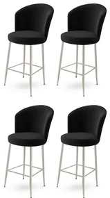 Set de scaune de bar Fora Black and Chrome, 4 buc., 4 buc