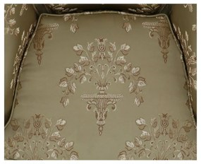 Fotoliu baroc din lemn sculptat, tapiterie damasc, finisaje aurii Design clasic elegant
