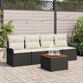 vidaXL Set de canapele pentru grădină 5 pcs Negru Rattan poli