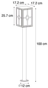 Lampă clasică de exterior cu stativ negru 100 cm IP44 - Dover