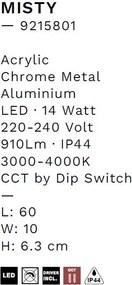 Aplica de perete LED baie IP44 MISTY crom