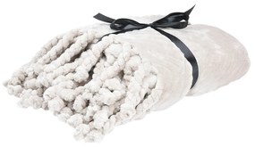 Pled Emma cu ciucuri handmade, 130x160 cm, aspect fleece, alb