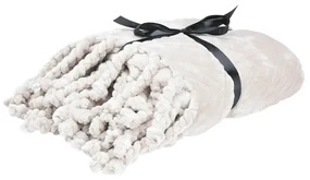 Pled Emma cu ciucuri handmade, 130x160 cm, aspect fleece, alb