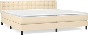 vidaXL Pat box spring cu saltea, crem, 200x200 cm, textil