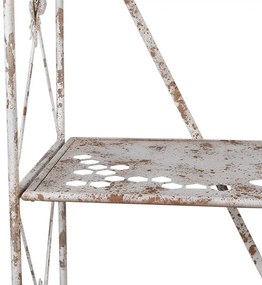 Etajera de gradina cu rafturi, alb, din metal, aspect vintage, Abeille