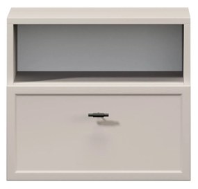 Noptieră suspendată Lorini 45 cm cu sertar - cașmir / mâner negru T-bar