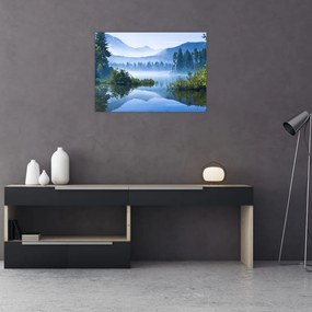 Tablou pe sticlă cu lac montan (70x50 cm)
