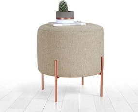 Taburet COPPER 48, bej/cupru, material textil/otel, 40x40x42 cm