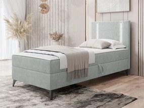 Pat de o persoană 80 cm Hebara 1 (Gri) (cu somieră și saltea) (cu sp. depozitare) (S). 1103560