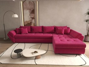 Colțar extensibil dumonde cu ladă de depozitare si sezut confortabil din spuma high-density, Loana XL Zoom Rosu II 335x185 cm