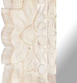 Oglinda alba 80x50 cm, lemn masiv de mango 1, Alb, 80 x 50 cm