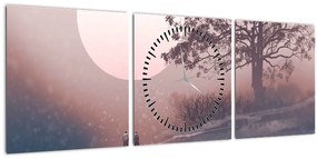 Tablou Perechea îndrăgostită (cu ceas) (90x30 cm)