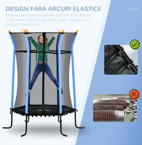 HOMCOM Trambulină Elastică pentru Copii 3-10 Ani cu Intrare cu Fermoar și Țevi Căptușite, Ø163,5x190 cm, Albastru | Aosom Romania