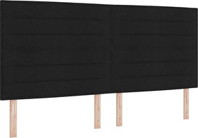 vidaXL Pat cu arc LED cu saltea Negru 200 x 200 cm țesătură