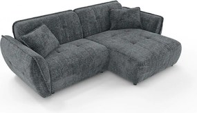 Colțar gri închis cu tapițerie din chenille (cu colț pe partea dreaptă/cu șezlong) Nelia – Ropez