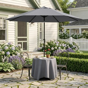 Outsunny Umbrelă de grădină exterioară rotundă 2 m, înclinabilă la 30°, manivelă, stâlp din aluminiu, țesătură 180 g/m², anti-UV, Gri Închis | Aosom Romania