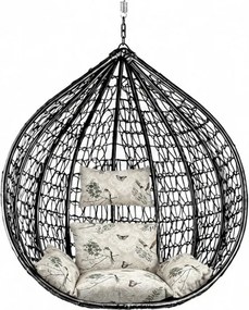 Scaun suspendat negru KOKON fara suport, perna bej