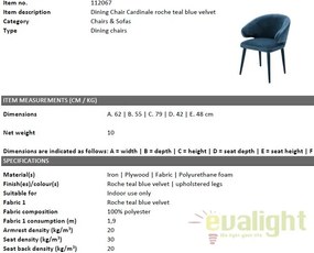 Scaun elegant design LUX Cardinale, catifea albastra 112067 HZ