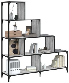 vidaXL Bibliotecă cu 4 niveluri gri sonoma 139x33,5x149 cm lemn