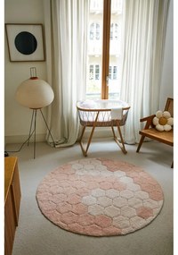 Covor roz deschis lavabil/țesut manual rotund din bumbac ø 140 cm Honeycomb Rose – Lorena Canals
