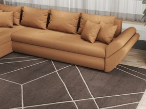 Colțar extensibil dumonde cu ladă de depozitare si sezut confortabil din spuma high-density, Loana XL Enjoy Mango 335x185 cm
