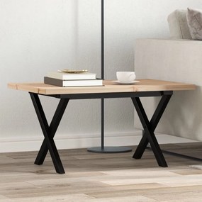 vidaXL Masă de cafea, cadru X, 80x50x40,5 cm, lemn masiv pin și Oţel