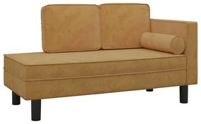 340711 vidaXL Șezlong cu perne și suport, maro, catifea