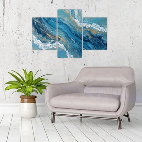 Tablou - Marmură bleu cu aur II. (90x60 cm)