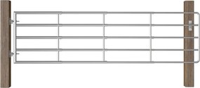 vidaXL Poartă de câmp cu 5 bare, argintiu, (115-300) x 90 cm, oțel