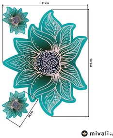 Autocolante de perete - Mandala de lotus - turcoaz