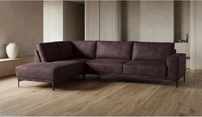 Colțar maro cu tapițerie din imitație de piele (colț pe partea stângă ) Copenhagen – Scandic