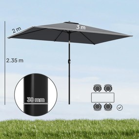 Outsunny umbrelă dreptunghiulară reglabilă balcon mare impermeabilă parasolar dreptunghiular portabil pentru exterior umbrele umbră soare oblong | Aosom Romania