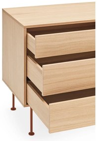 Comodă cu aspect de lemn de stejar Teulat Yoko, lățime 180 cm, roșu cărămiziu