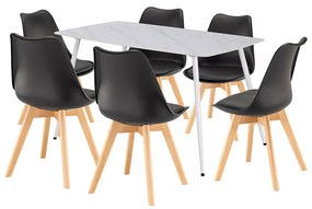 Ravena 6+1 set de sufragerie alb-negru