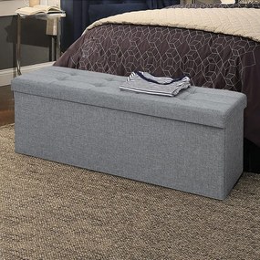 Bancheta cu spatiu depozitare, textil / MDF, gri, Songmics, LSF77G