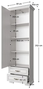 Etajera cu oglinda, woodline crem, TIFFY 1D2S