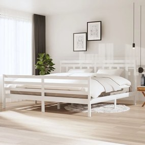 3100675 vidaXL Cadru de pat, alb, 200x200 cm, lemn masiv