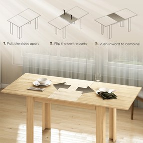HOMCOM Masa extensibilă, 140-180 cm, finisaj lemn natural, pentru 6-8 persoane | Aosom Romania