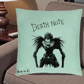 Perna Personalizata Death Note Ryuk Shinigami Alb-Negru, 40x40 cm, Verde Menta, Husa Detasabila, Perna Inclusa, BEKZ®