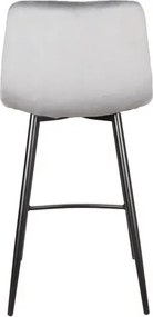 Scaun de bar gri MILA VELVET cu picioare negre