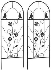 Outsunny Treillis de jardin lot de 2 suport pentru plante agatatoare din metal - 38 x 98 cm negru | Aosom Romania
