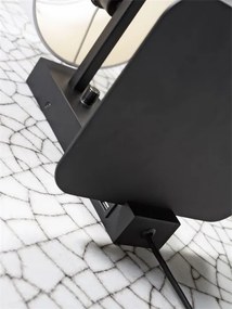 Aplica cu raft, mufa USB si abajur textil negru Florence